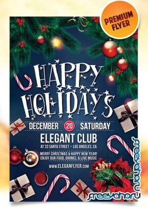 Happy Holidays Flyer Template + Facebook Cover