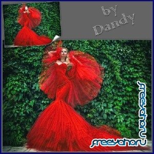 Шаблон для девушки - В шикарном красном платье