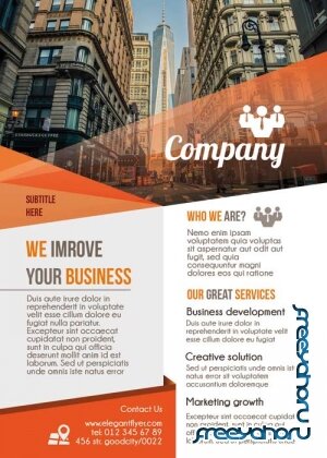 Company PREMIUM Flyer PSD Template + Facebook Cover New Technologies Tri-Fold