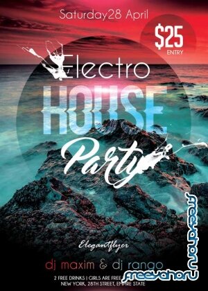 Electro House Party V02 Flyer PSD Template + Facebook Cover