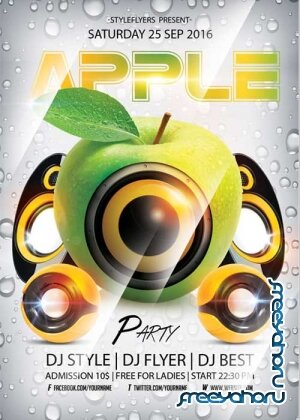 Apple Party Flyer PSD Template + Facebook Cover