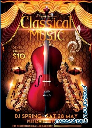 Classical music Flyer PSD Template + Facebook Cover