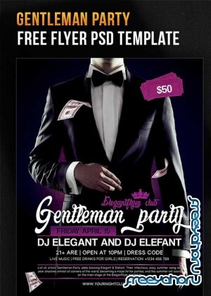 Gentleman Party Flyer PSD Template + Facebook Cover
