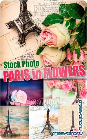 Париж и цветы - Растровый клипарт