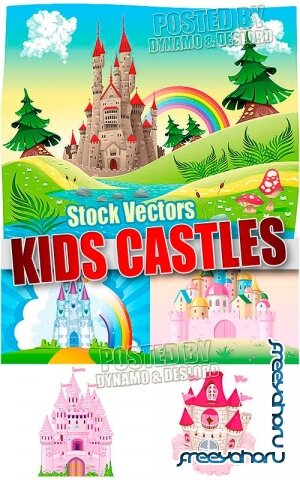 Детские сказочные замки - Векторный клипарт