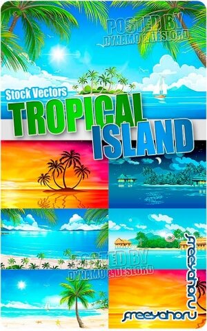 Тропический остров - Векторный клипарт