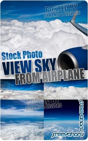 Вид на небо и облака из самолета - Растровый клипарт