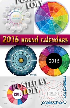 Круглые календари 2016 #1 - Векторный клипарт