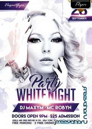 White Night Party V7 Flyer PSD Template + Facebook Cover