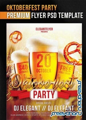 Oktoberfest Party Flyer PSD V2 Template + Facebook Cover