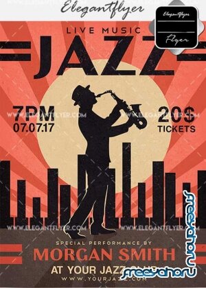 Jazz V18 Flyer PSD Template + Facebook Cover