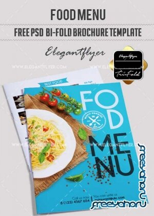 Cafe Menu V20 Bi-Fold PSD Brochure Template Food Menu