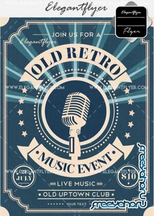 Old Retro Music Event V11 Flyer PSD Template + Facebook Cover