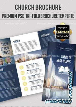 Church V8 Premium Tri-Fold PSD Brochure Template