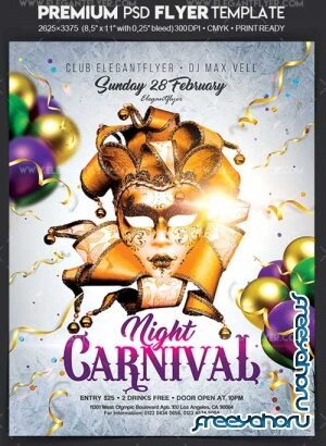 Carnival Night V11 2018 Flyer PSD Template + Facebook Cover