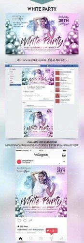 White Party V33 2018 Facebook Event + Instagram template + Youtube Channel Banner