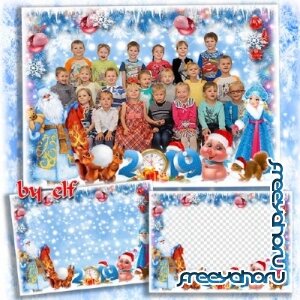  Новогодняя рамка для фото группы в детском саду - За окошком снег идёт, значит, скоро Новый год