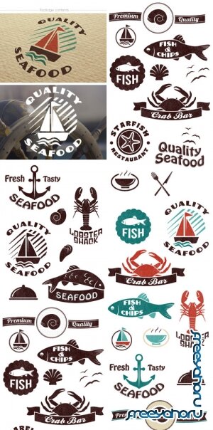Super premium logo builder - Seafood - Stock Vector